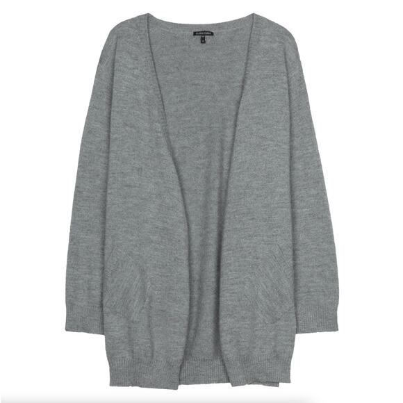 EILEEN FISHER Felted Baby Alpaca Wool Melange Cardigan Gray {J41} - Picture 1 of 5